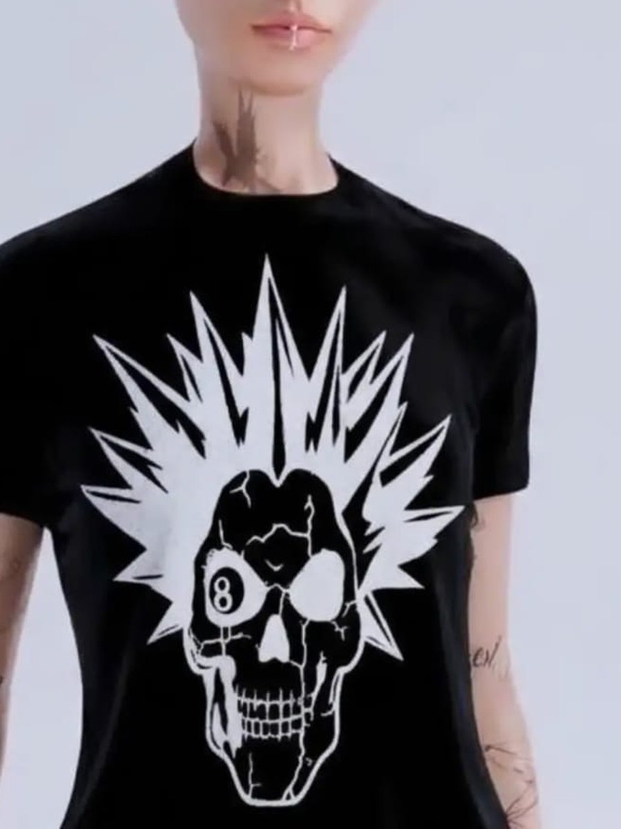Close-up of the Skele print on the front